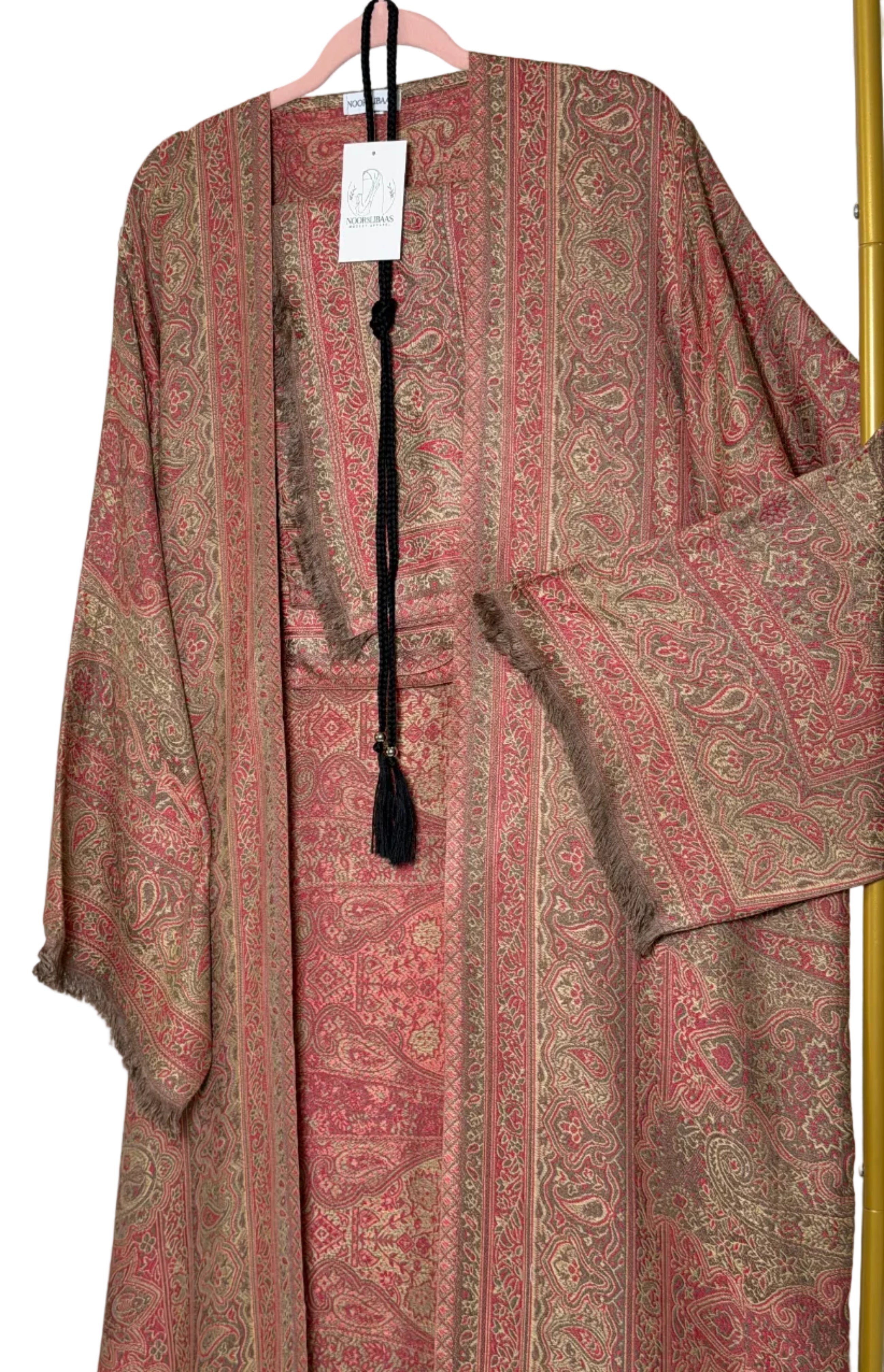 Antique Gold Crimson- Pashmina Abaya