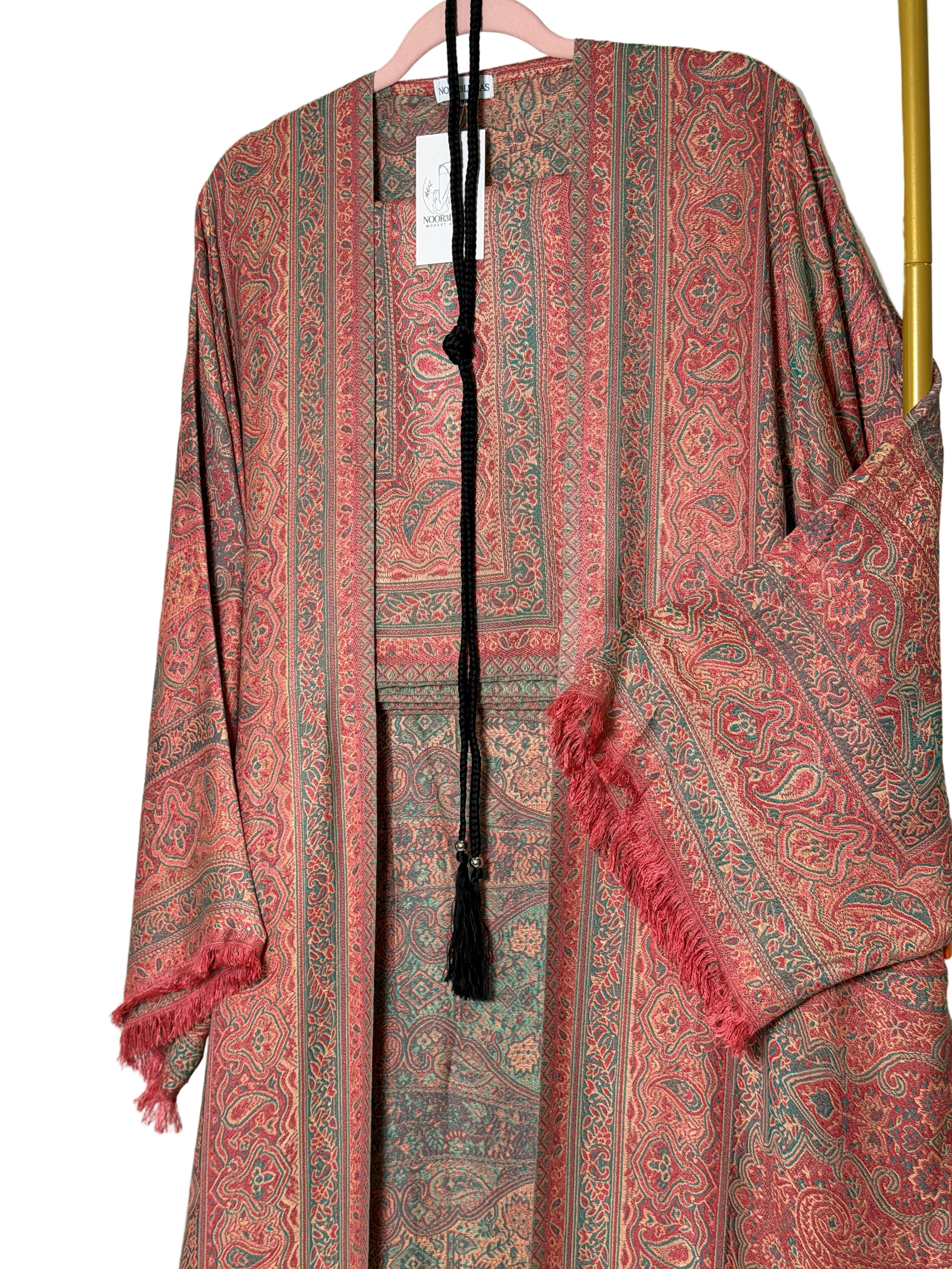 Burnt Coral Jade- Pashmina Abaya